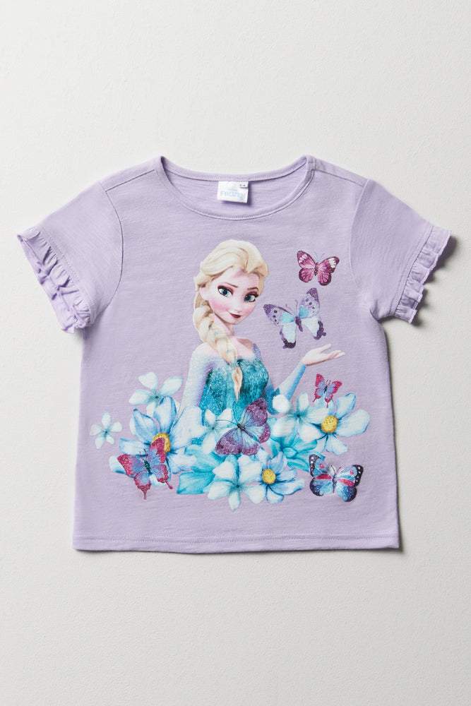 Frozen Frill Sleeve Top Purple