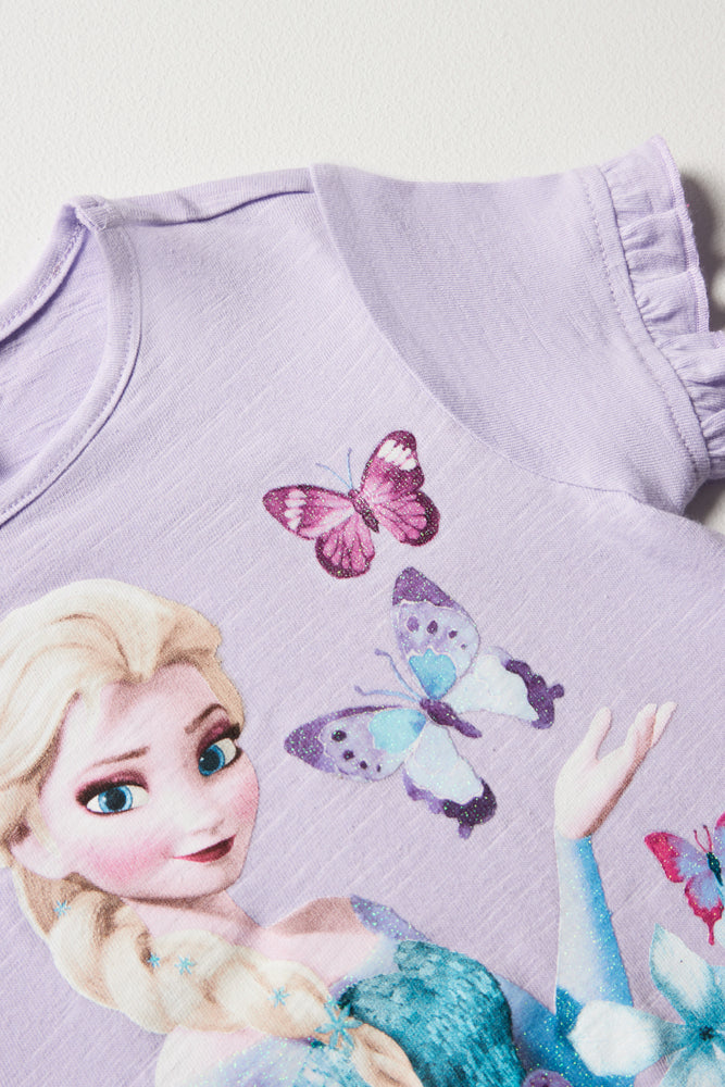Frozen Frill Sleeve Top Purple