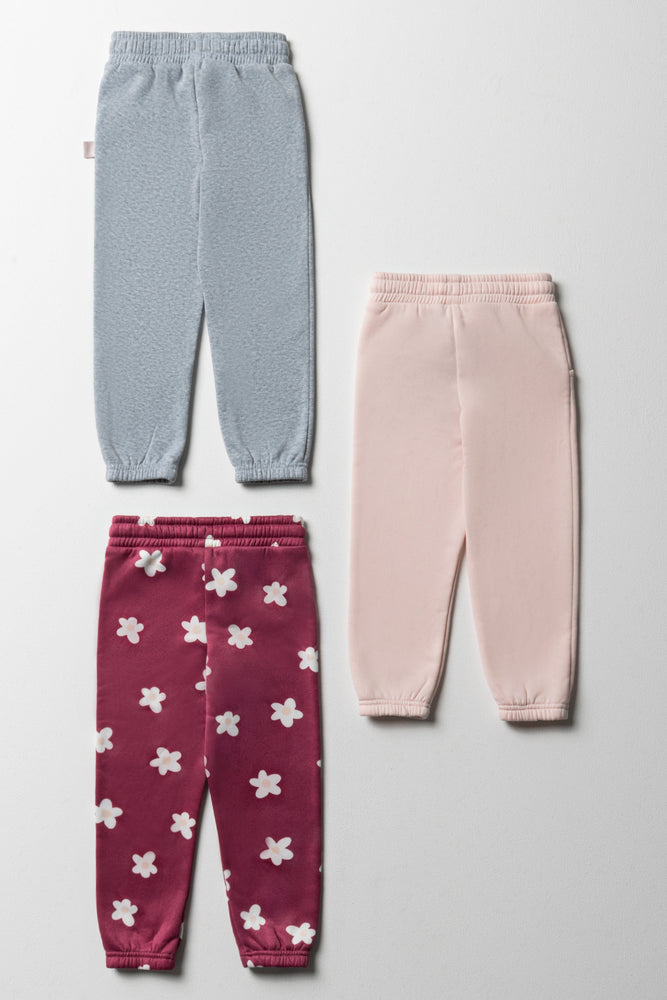 3 Pack Trackpants Pink, Burgundy And Grey (2)