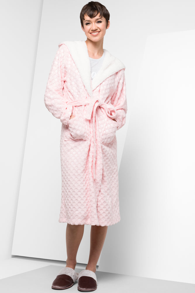 Spotty Hooded Gown Pink
