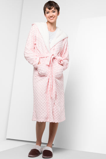 Spotty Hooded Gown Pink