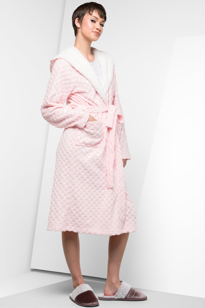 Spotty Hooded Gown Pink