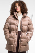 Metallic Puffer Jacket Brown