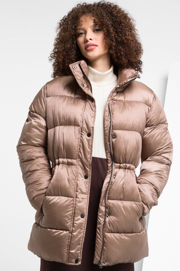 Metallic Puffer Jacket Brown