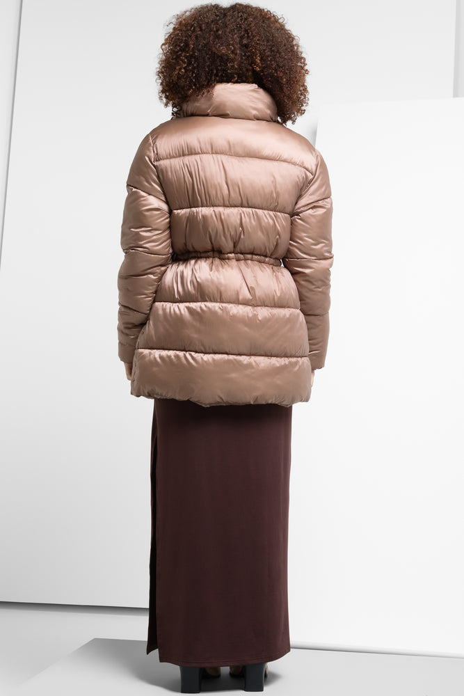 Metallic Puffer Jacket Brown (2)