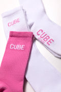 3 Pack Mid Calf Socks Pink And White (1)