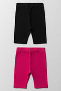 2 Pack Cropped Leggings Black And Pink (2)