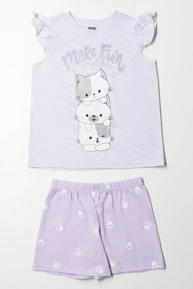 Snug  As A Pug Short Pyjamas Set Grey