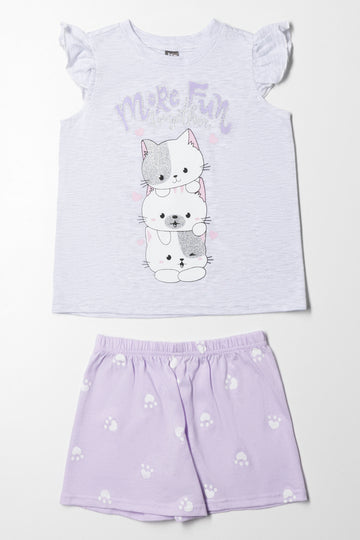 Snug  As A Pug Short Pyjamas Set Grey