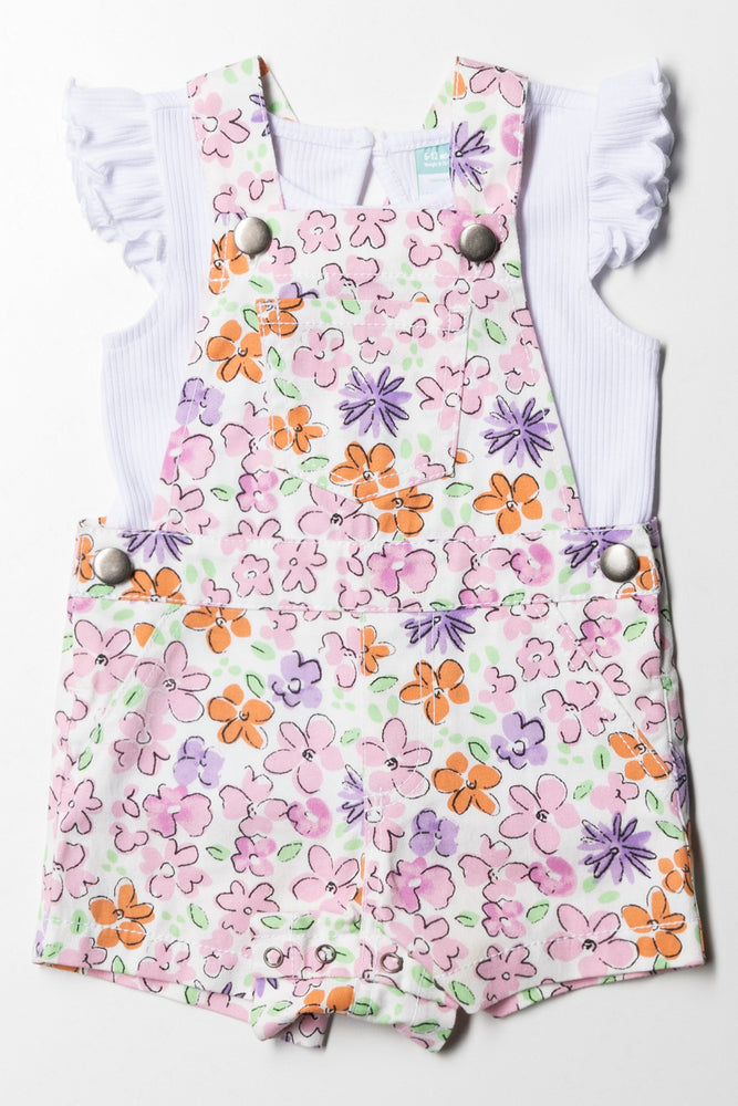 Dungaree With T-Shirt Set Pink