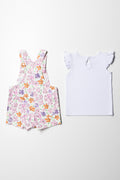 Dungaree With T-Shirt Set Pink (5)