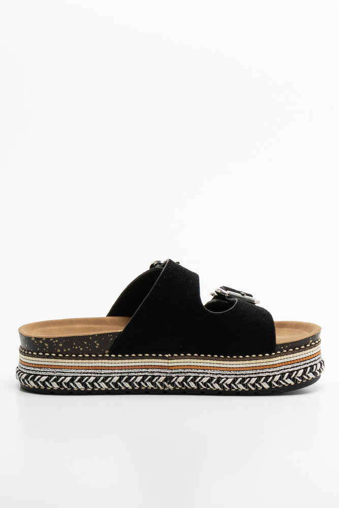 Double Strap Sandals Black