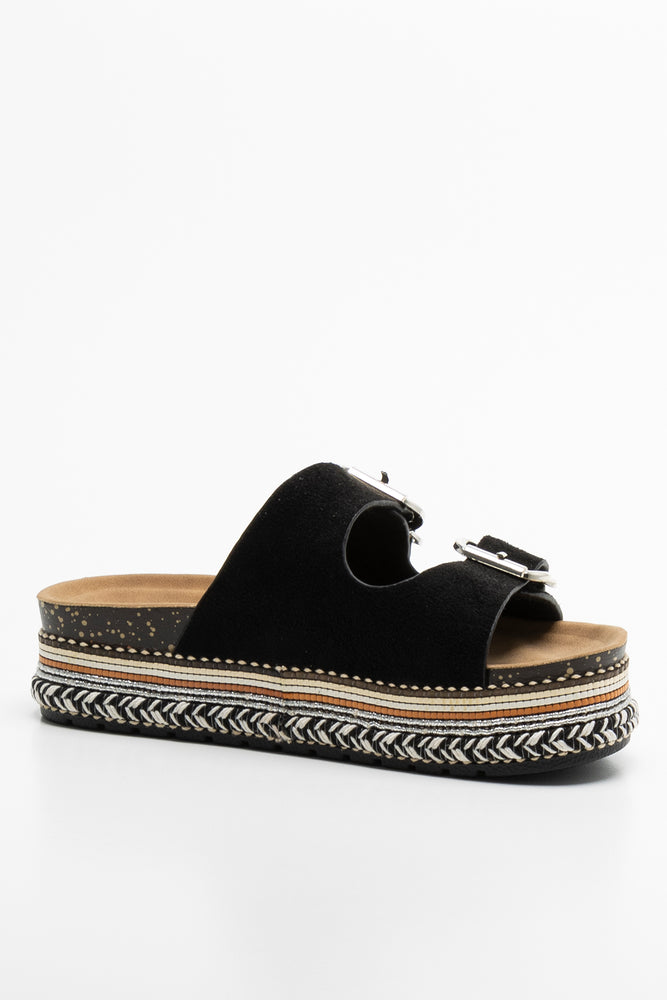 Double Strap Sandals Black