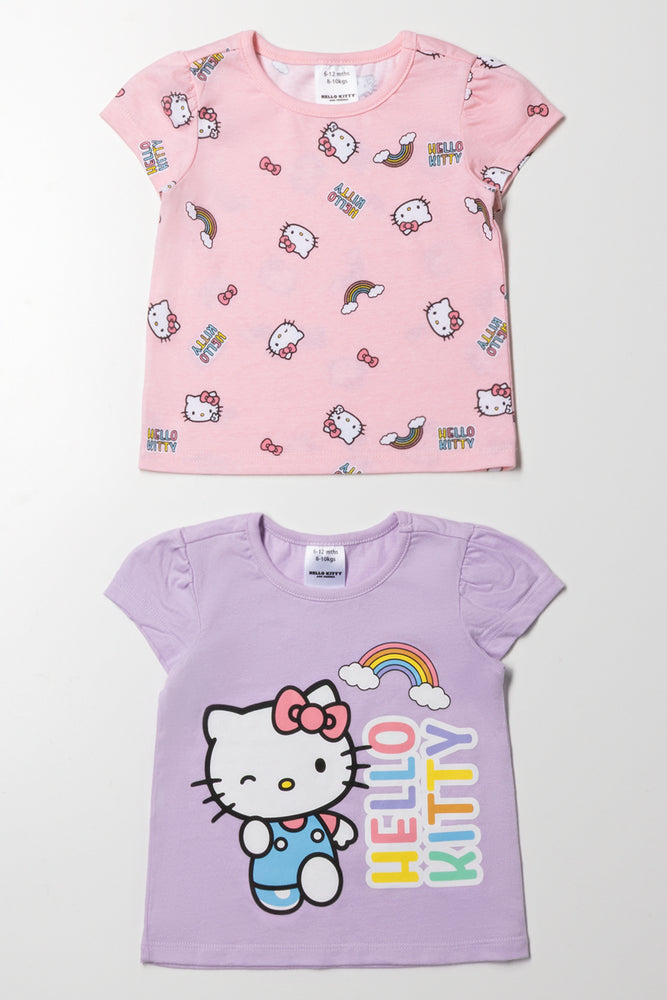 Hello Kitty 2 Pack Short Sleeve T-Shirts Pink And Lilac