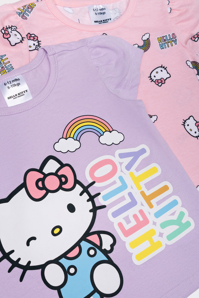 Hello Kitty 2 Pack Short Sleeve T-Shirts Pink And Lilac