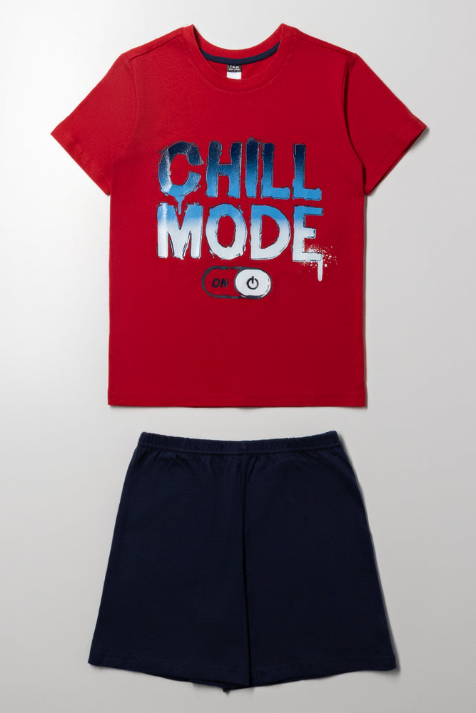 Chill Mode Short Sleeve Pyjamas Red And Navy