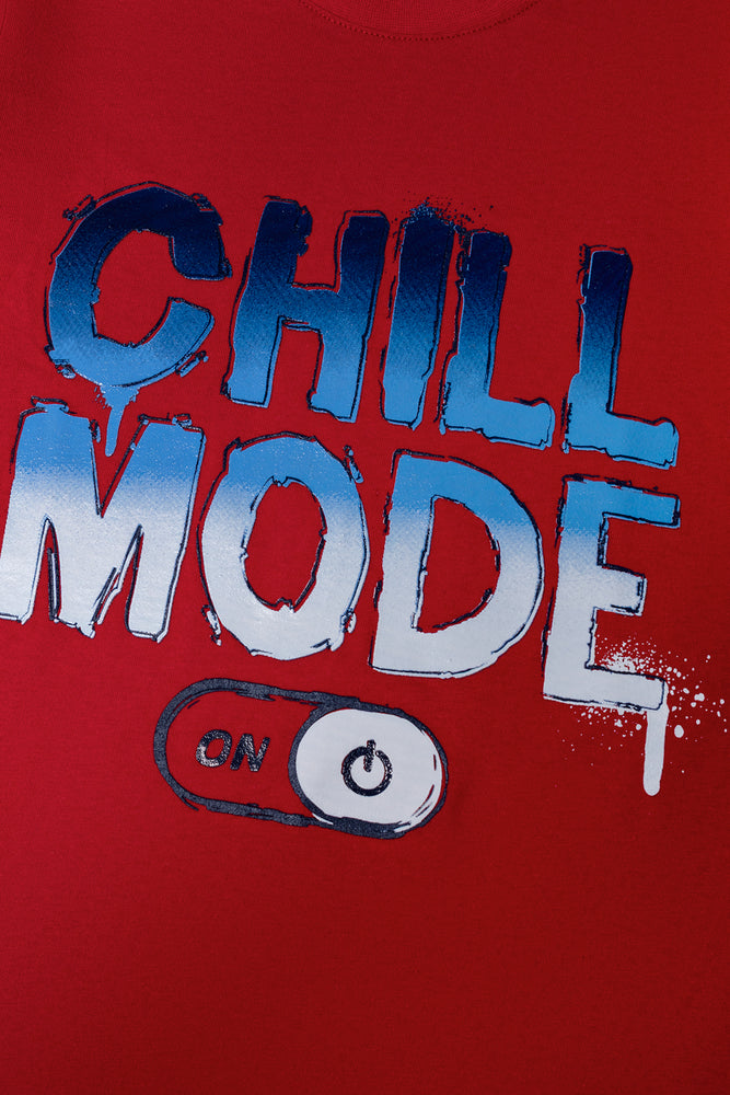 Chill Mode Short Sleeve Pyjamas Red And Navy (1)