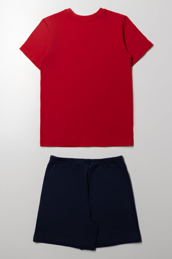 Chill Mode Short Sleeve Pyjamas Red And Navy (3)