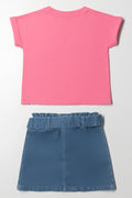 Hello Kitty T-Shirt And Skirt Set Pink (3)