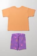 Minnie Mouse Oversized T-Shirt And Cycle Shorts Orange And Purple (3)