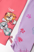 Paw Patrol 2 Pack Cropped Leggings Lilac And Peach (1)