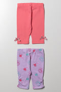 Paw Patrol 2 Pack Cropped Leggings Lilac And Peach (2)