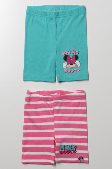 Minnie Mouse 2 Pack Cycle Shorts Blue And Pink