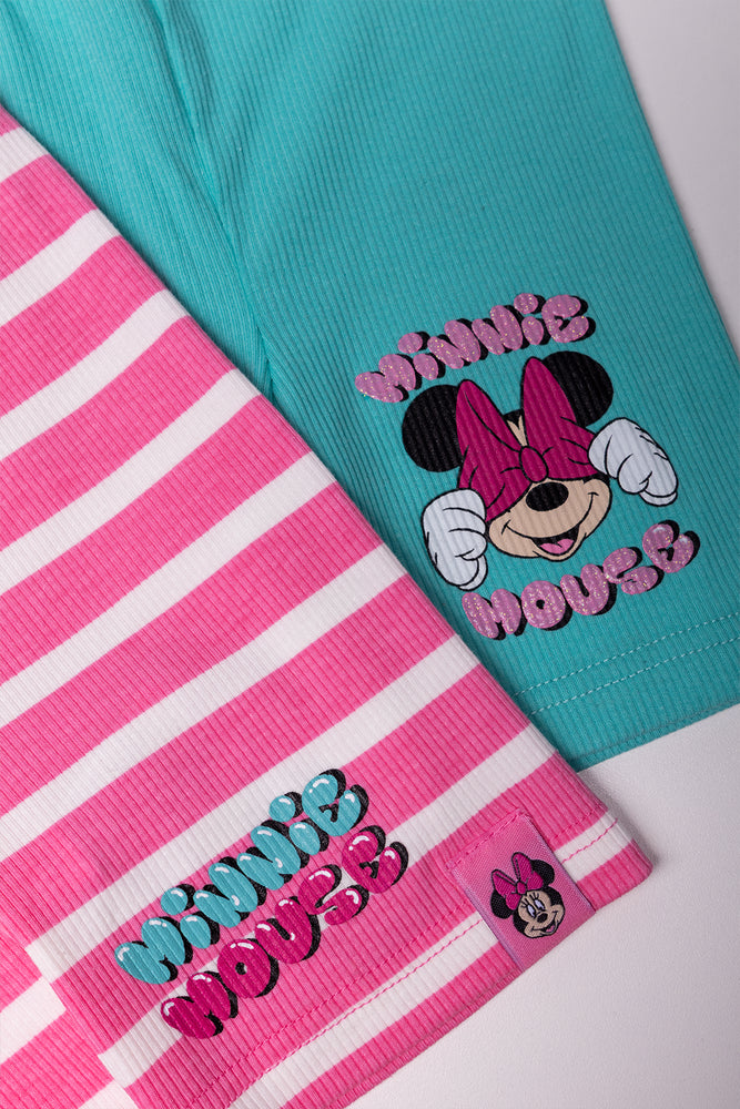 Minnie Mouse 2 Pack Cycle Shorts Blue And Pink (1)