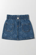 Hearts Denim Skirt Blue