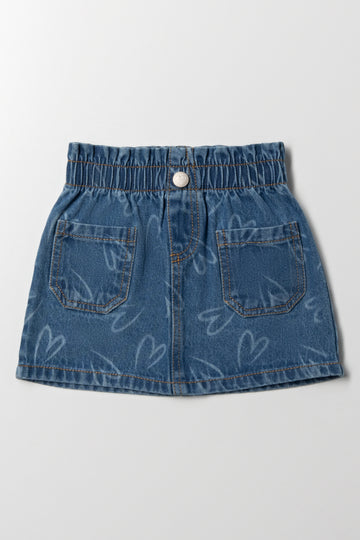 Hearts Denim Skirt Blue