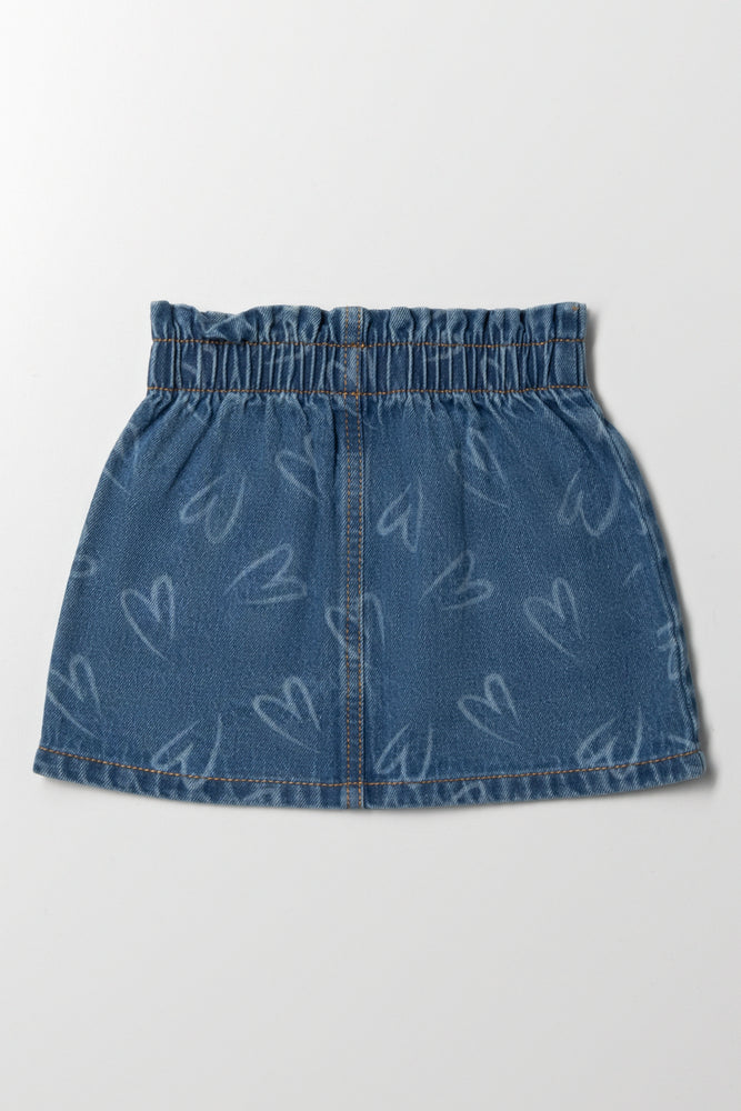 Hearts Denim Skirt Blue (2)