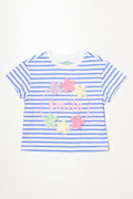 Stripe Dropped Shoulder Boxy T-Shirt Blue
