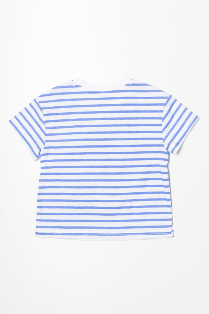 Stripe Dropped Shoulder Boxy T-Shirt Blue (2)