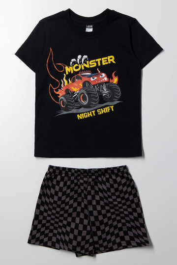 Monster Truck Pyjamas Black