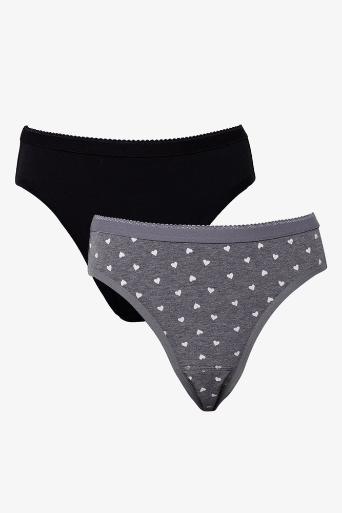 2 Pack Panties Black And Grey
