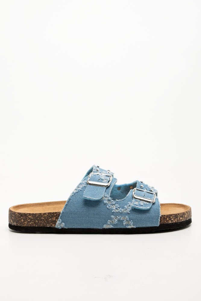 Ripped Denim Sandals Blue (1)