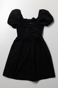 Bow Detail Puff Sleeve Dress Black