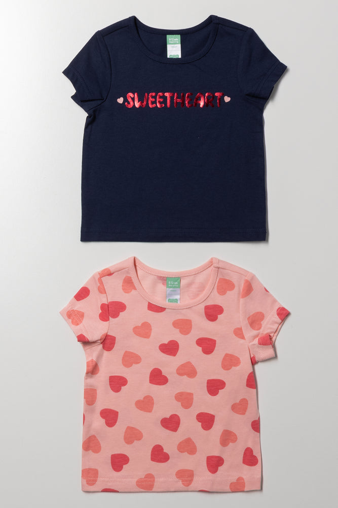 2 Pack T-Shirts Navy And Pink