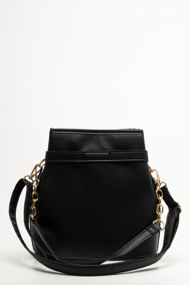 Straw Bucket Bag Natural And Black (2)