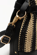 Straw Bucket Bag Natural And Black (4)