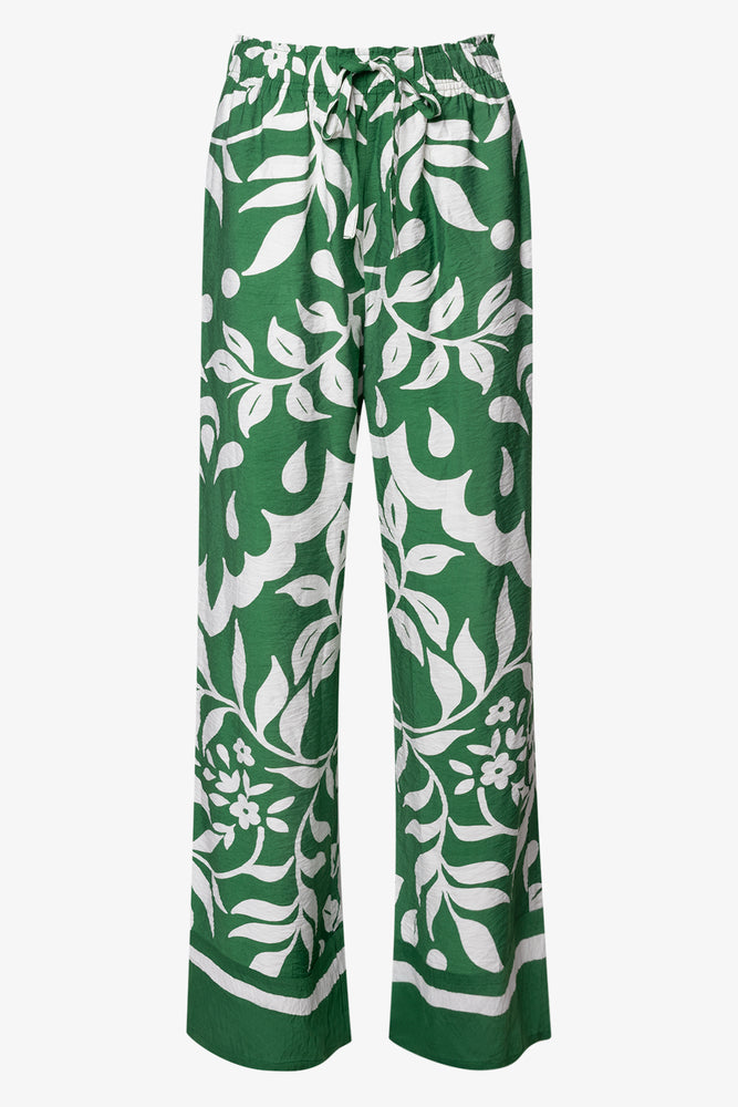 Tropical Print Pants Green