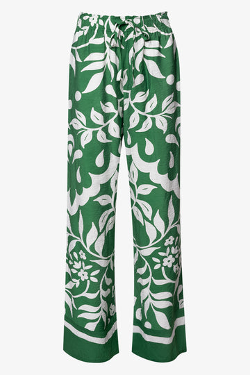 Tropical Print Pants Green