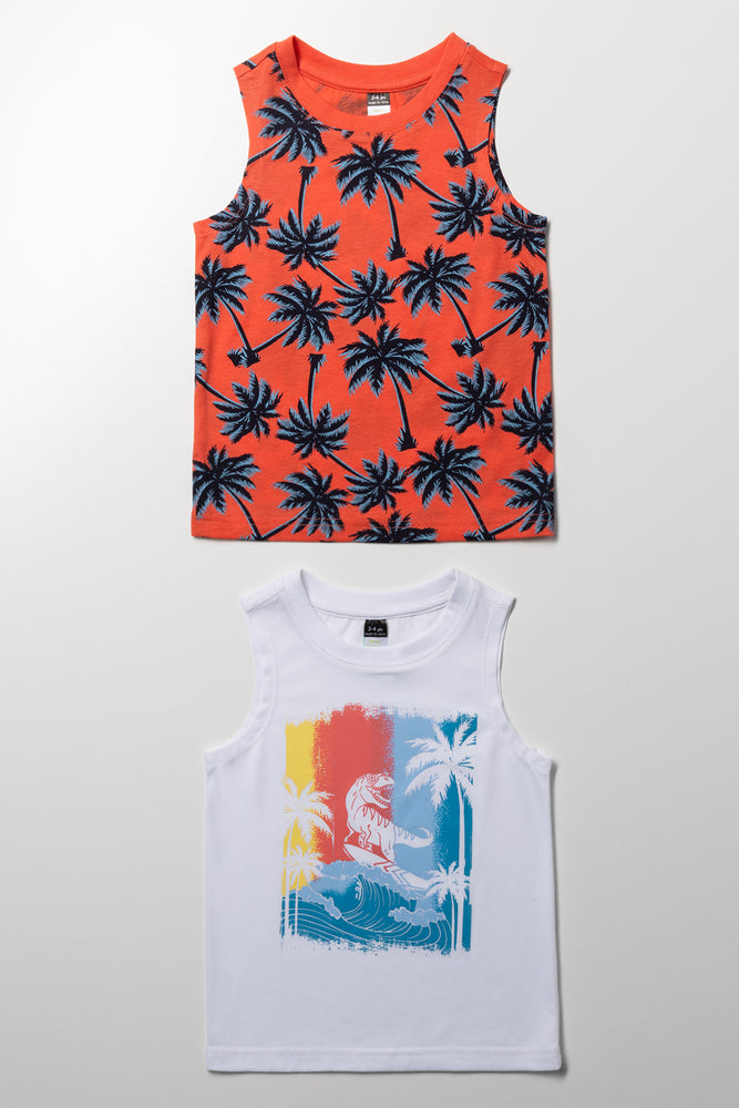 2 Pack Vests White And Orange