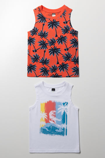 2 Pack Vests White And Orange