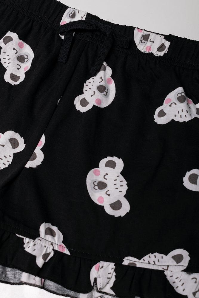 Time To Chill Shorts Pyjama Set Pink And Black (2)