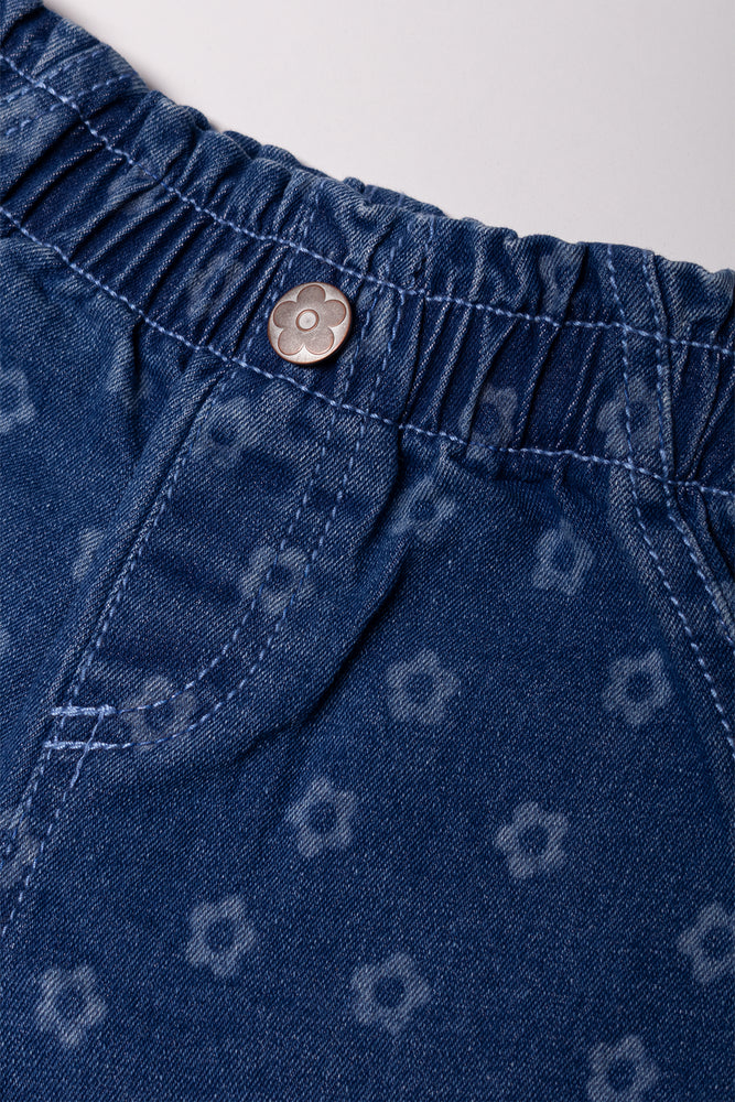 Paperbag Denim Shorts Dark Blue