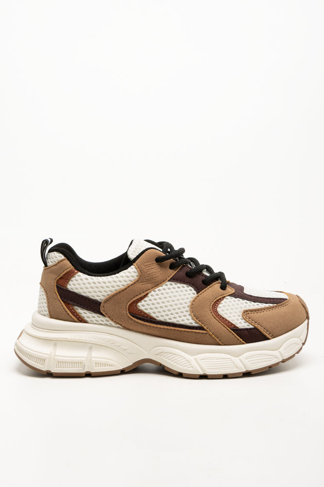 Chunky Mesh Trainers Brown