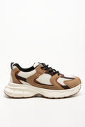 Chunky Mesh Trainers Brown (1)