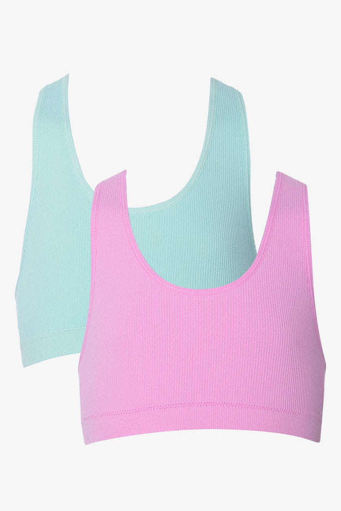 Ribbed Seamfree Racerback Bras Pink And Blue