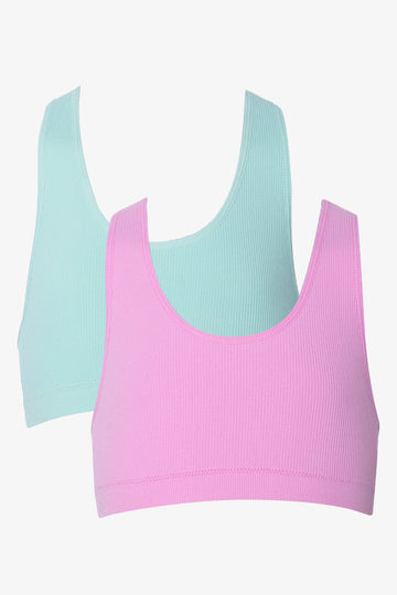 Ribbed Seamfree Racerback Bras Pink And Blue